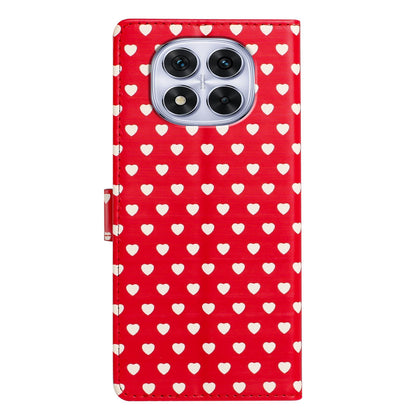 For Redmi Note 14 Pro 4G Hearts Pattern Buckle Vegan Leather Phone Case with Strap - Red Hearts - EDA009718705C
