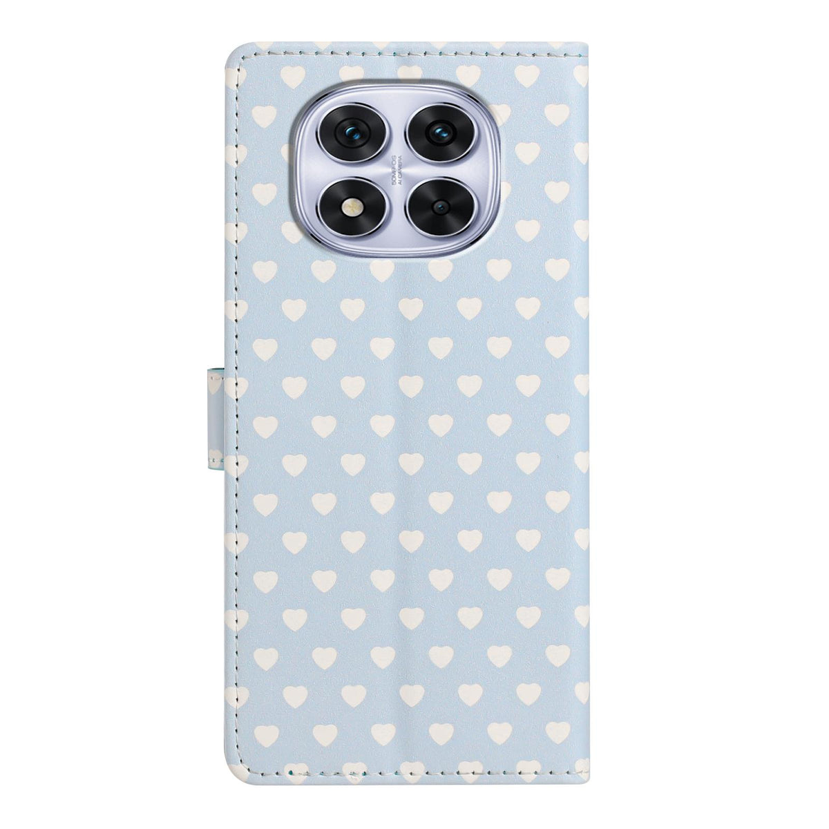 For Redmi Note 14 Pro 4G Hearts Pattern Buckle Vegan Leather Phone Case with Strap - Blue Hearts - EDA009718705E
