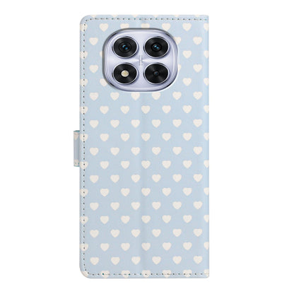 For Redmi Note 14 Pro 4G Hearts Pattern Buckle Vegan Leather Phone Case with Strap - Blue Hearts - EDA009718705E