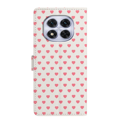 For Redmi Note 14 Pro 4G Hearts Pattern Buckle Vegan Leather Phone Case with Strap - Beige Hearts - EDA009718705F