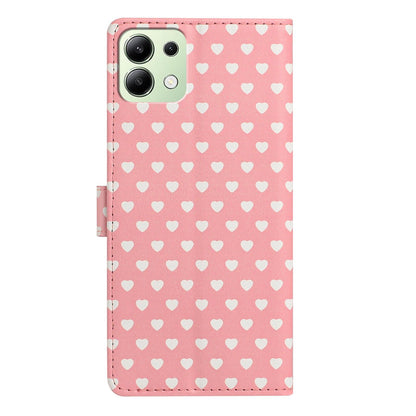 For Redmi Note 13 4G Hearts Pattern Buckle Vegan Leather Phone Case with Strap - Pink Hearts - EDA009718711B