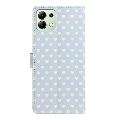 For Redmi Note 13 4G Hearts Pattern Buckle Vegan Leather Phone Case with Strap - Blue Hearts - EDA009718711E