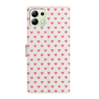 For Redmi Note 13 4G Hearts Pattern Buckle Vegan Leather Phone Case with Strap - Beige Hearts - EDA009718711F