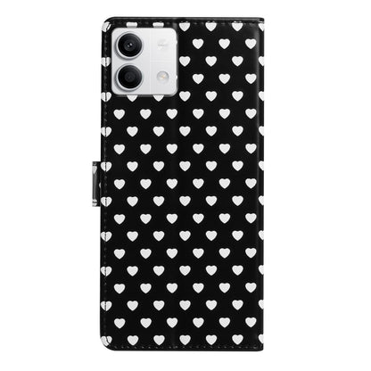 For Redmi Note 13 Hearts Pattern Buckle Vegan Leather Phone Case with Strap - Black Hearts - EDA009718712A
