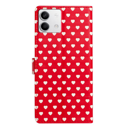 For Redmi Note 13 Hearts Pattern Buckle Vegan Leather Phone Case with Strap - Red Hearts - EDA009718712C