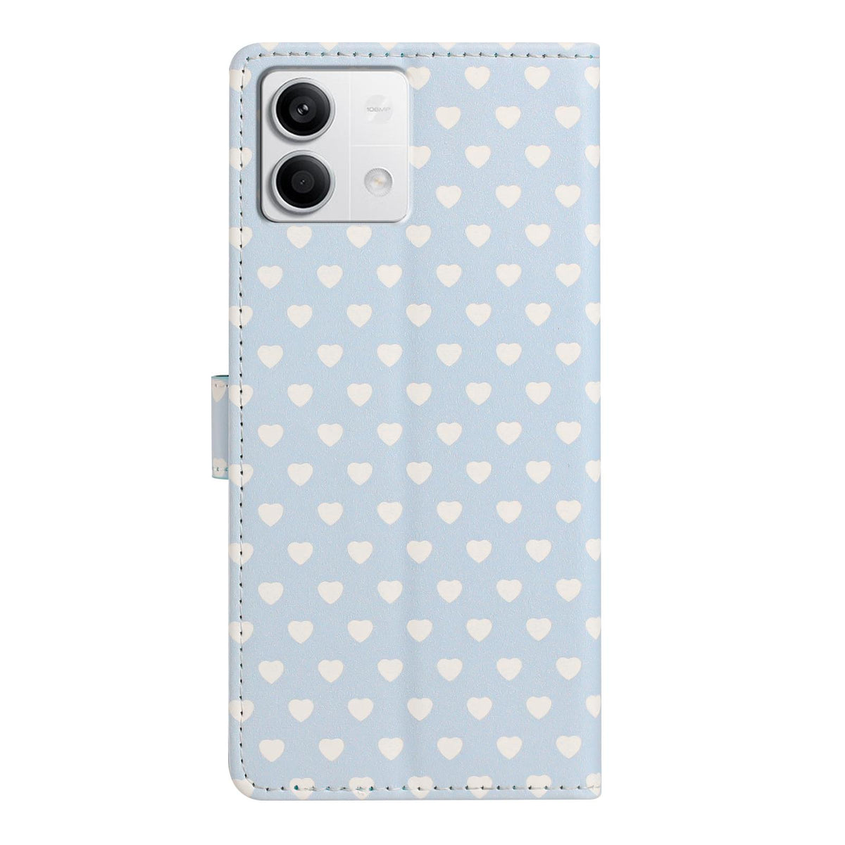 For Redmi Note 13 Hearts Pattern Buckle Vegan Leather Phone Case with Strap - Blue Hearts - EDA009718712E
