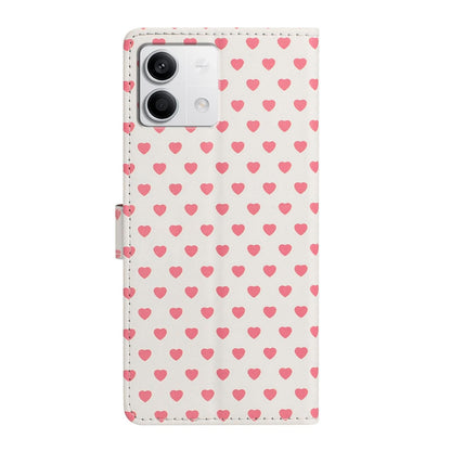 For Redmi Note 13 Hearts Pattern Buckle Vegan Leather Phone Case with Strap - Beige Hearts - EDA009718712F