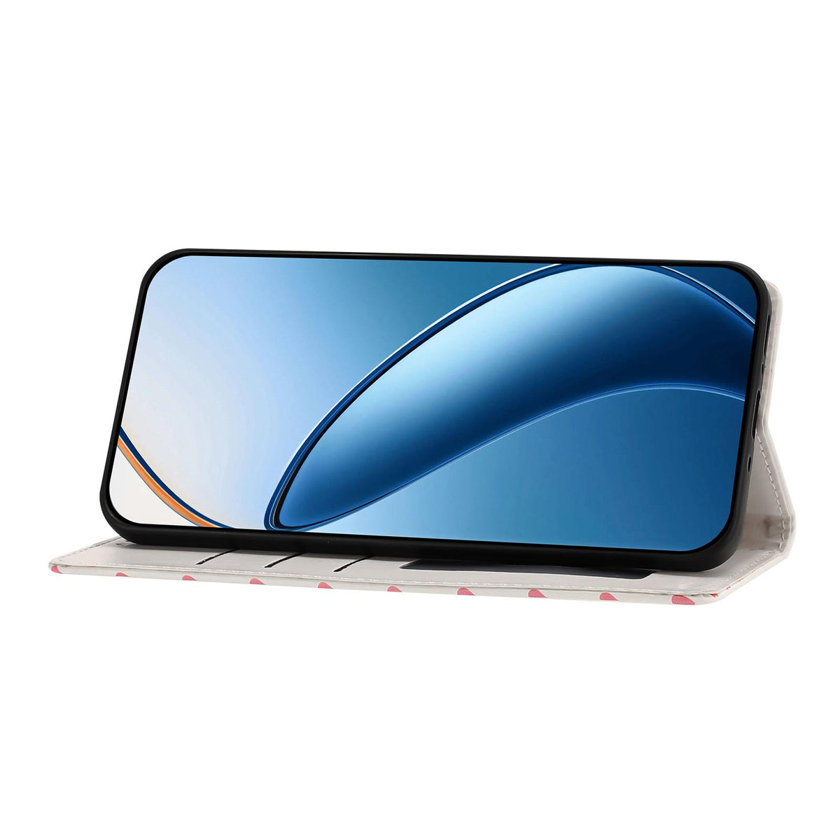 For Redmi Note 13 Hearts Pattern Buckle Vegan Leather Phone Case with Strap - Beige Hearts - EDA009718712F