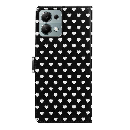 For Redmi Note 13 Pro 4G Hearts Pattern Buckle Vegan Leather Phone Case with Strap - Black Hearts - EDA009718713A