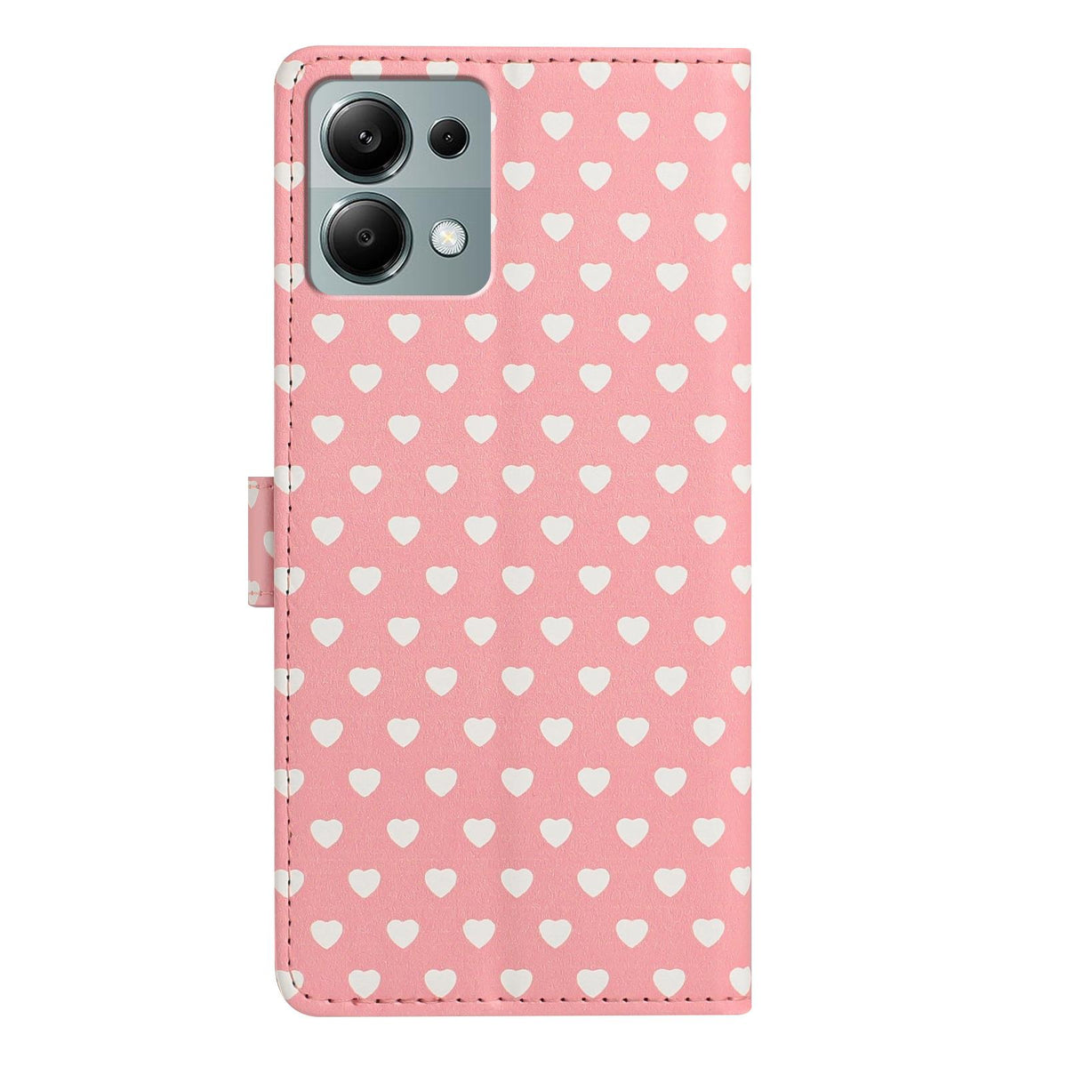 For Redmi Note 13 Pro 4G Hearts Pattern Buckle Vegan Leather Phone Case with Strap - Pink Hearts - EDA009718713B