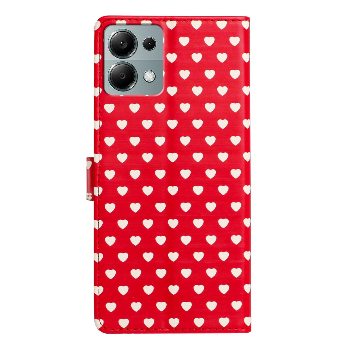 For Redmi Note 13 Pro 4G Hearts Pattern Buckle Vegan Leather Phone Case with Strap - Red Hearts - EDA009718713C