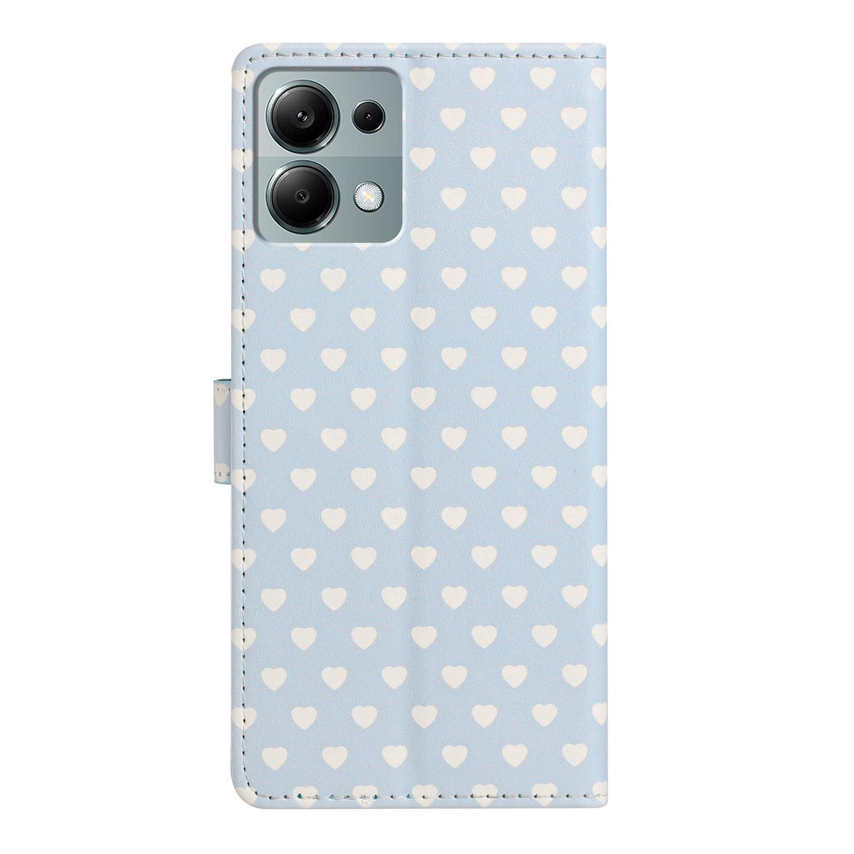 For Redmi Note 13 Pro 4G Hearts Pattern Buckle Vegan Leather Phone Case with Strap - Blue Hearts - EDA009718713E