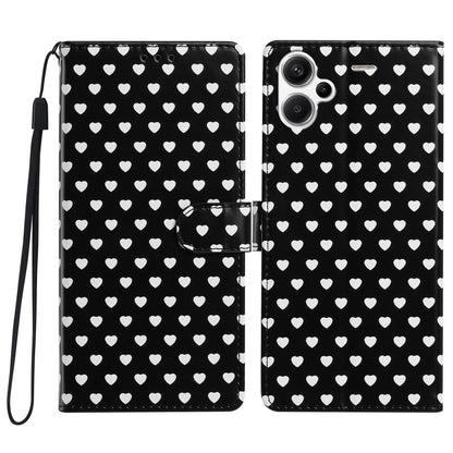 For Redmi Note 13 Pro+ Hearts Pattern Buckle Vegan Leather Phone Case with Strap - Black Hearts - EDA009718715A