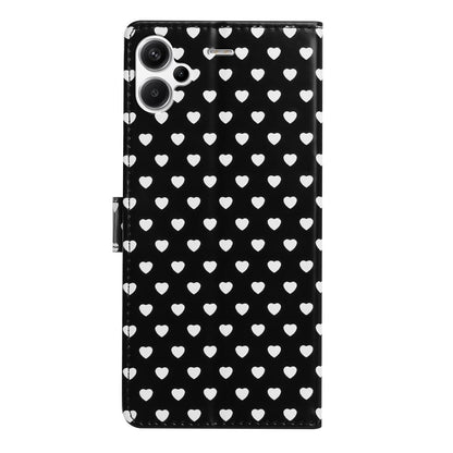 For Redmi Note 13 Pro+ Hearts Pattern Buckle Vegan Leather Phone Case with Strap - Black Hearts - EDA009718715A