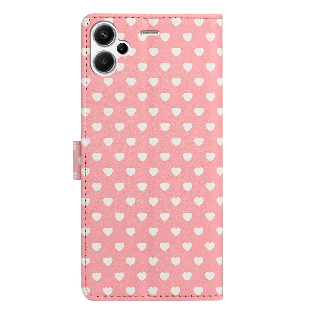 For Redmi Note 13 Pro+ Hearts Pattern Buckle Vegan Leather Phone Case with Strap - Pink Hearts - EDA009718715B