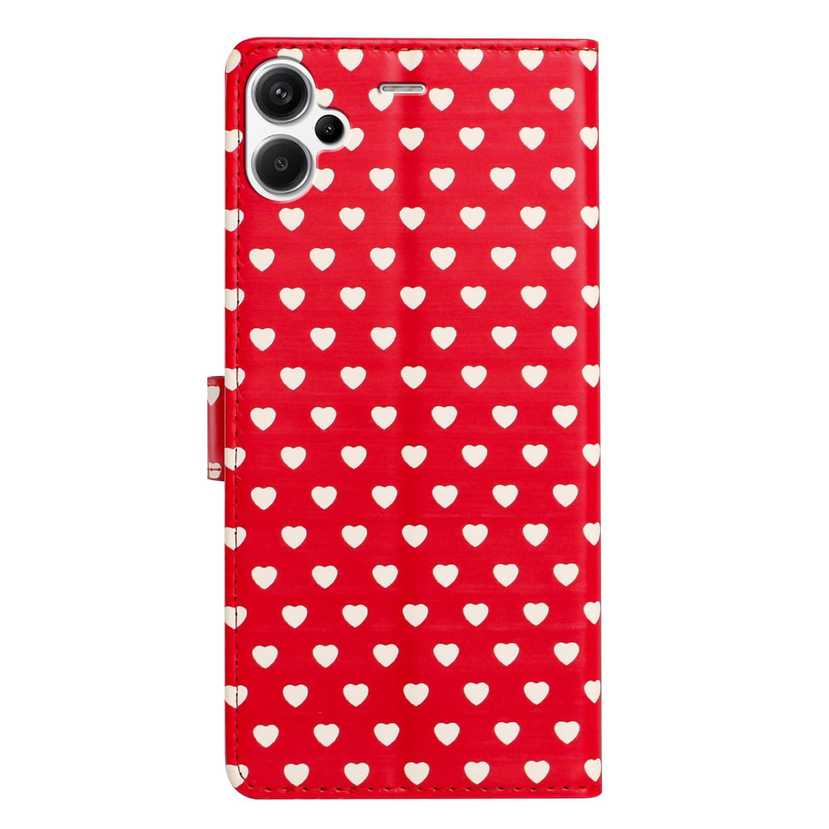 For Redmi Note 13 Pro+ Hearts Pattern Buckle Vegan Leather Phone Case with Strap - Red Hearts - EDA009718715C
