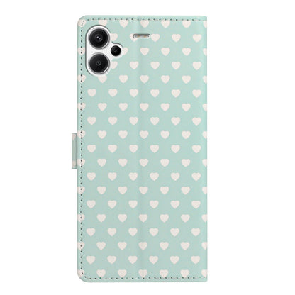 For Redmi Note 13 Pro+ Hearts Pattern Buckle Vegan Leather Phone Case with Strap - Mint Green Hearts - EDA009718715D