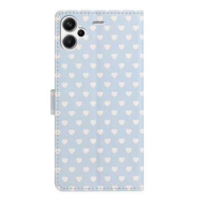 For Redmi Note 13 Pro+ Hearts Pattern Buckle Vegan Leather Phone Case with Strap - Blue Hearts - EDA009718715E