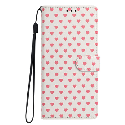 For Redmi Note 13 Pro+ Hearts Pattern Buckle Vegan Leather Phone Case with Strap - Beige Hearts - EDA009718715F