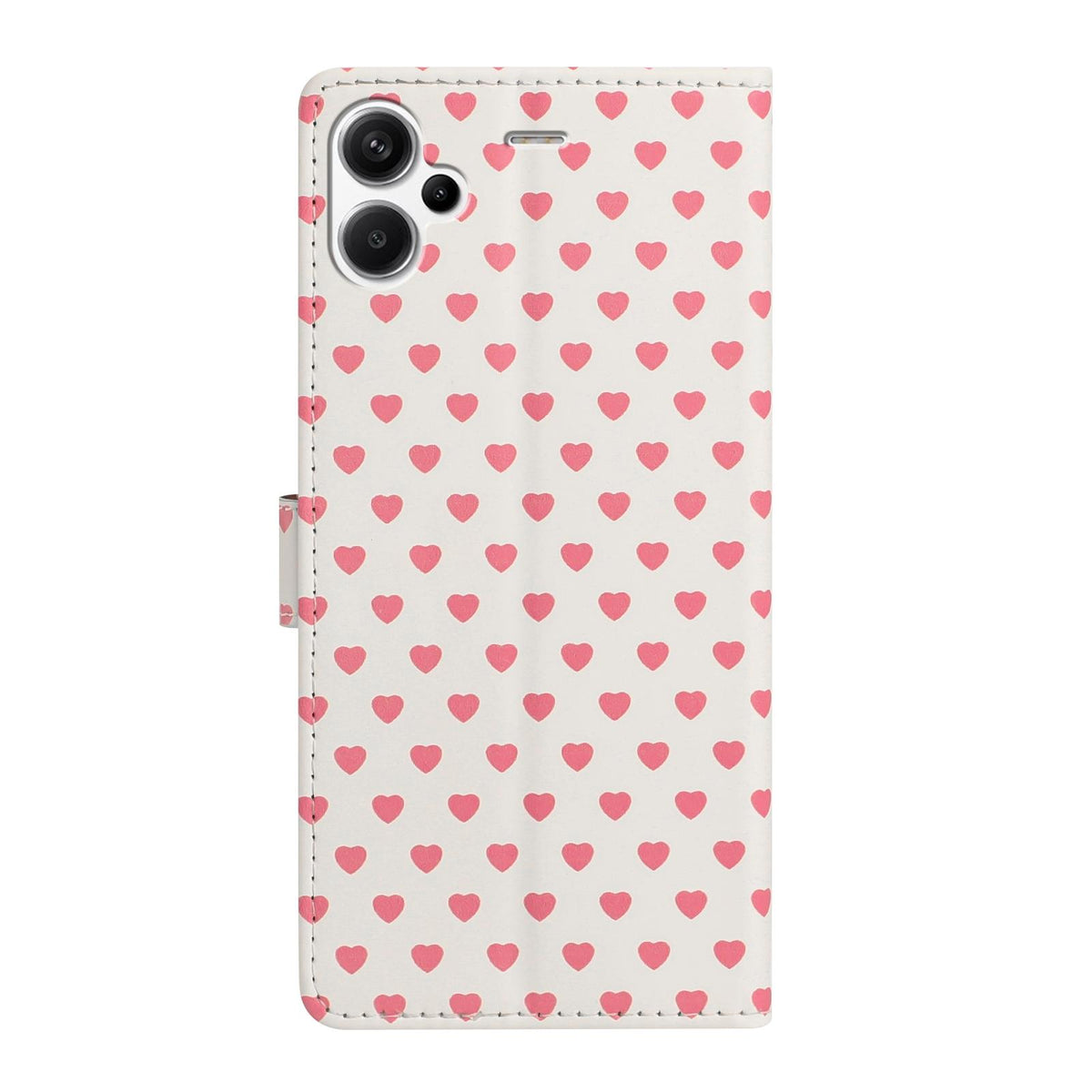 For Redmi Note 13 Pro+ Hearts Pattern Buckle Vegan Leather Phone Case with Strap - Beige Hearts - EDA009718715F