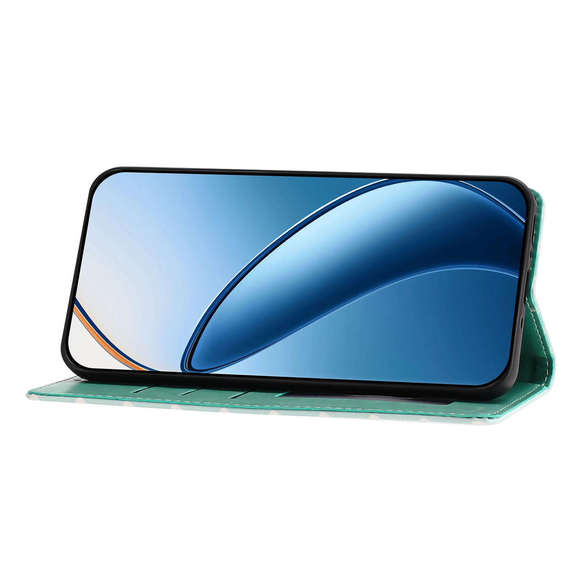 For Redmi Note 14 5G Hearts Pattern Buckle Vegan Leather Phone Case with Strap - Mint Green Hearts - EDA009718717D