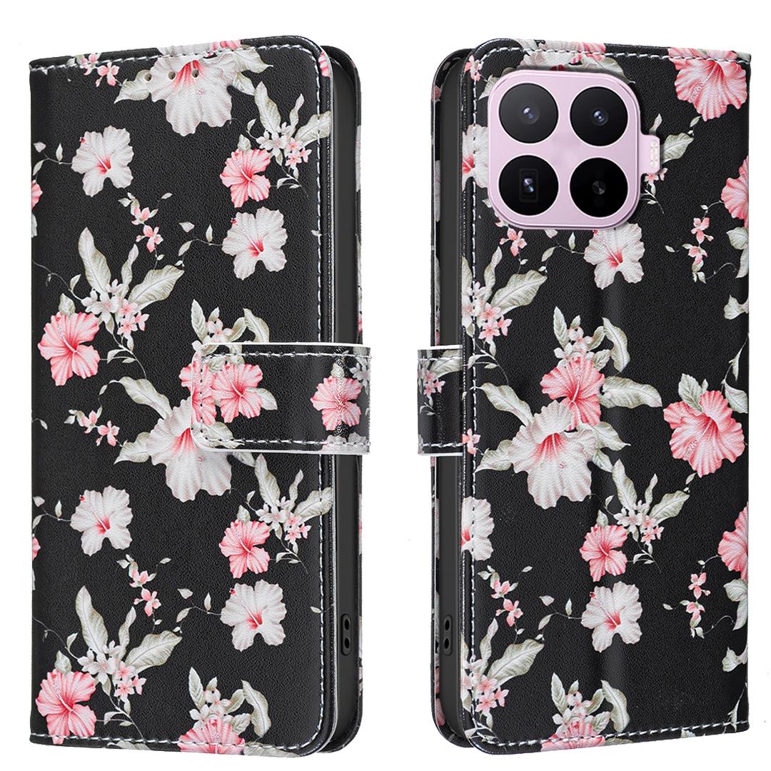 For Xiaomi 17T Pro 5G BF42 Color Painting Leather Phone Case - Red Flower - EDA009718801B
