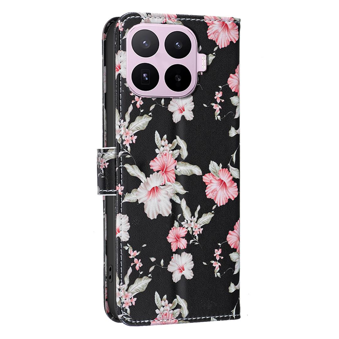 For Xiaomi 17T Pro 5G BF42 Color Painting Leather Phone Case - Red Flower - EDA009718801B