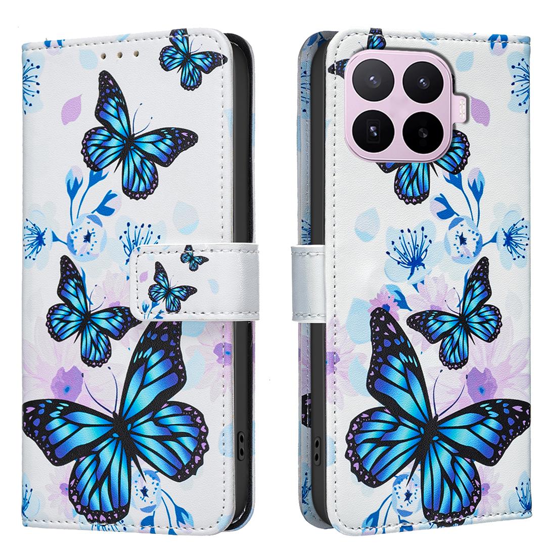 For Xiaomi 17T Pro 5G BF42 Color Painting Leather Phone Case - Blue Butterfly - EDA009718801H