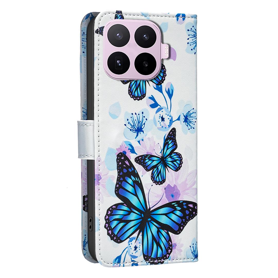 For Xiaomi 17T Pro 5G BF42 Color Painting Leather Phone Case - Blue Butterfly - EDA009718801H