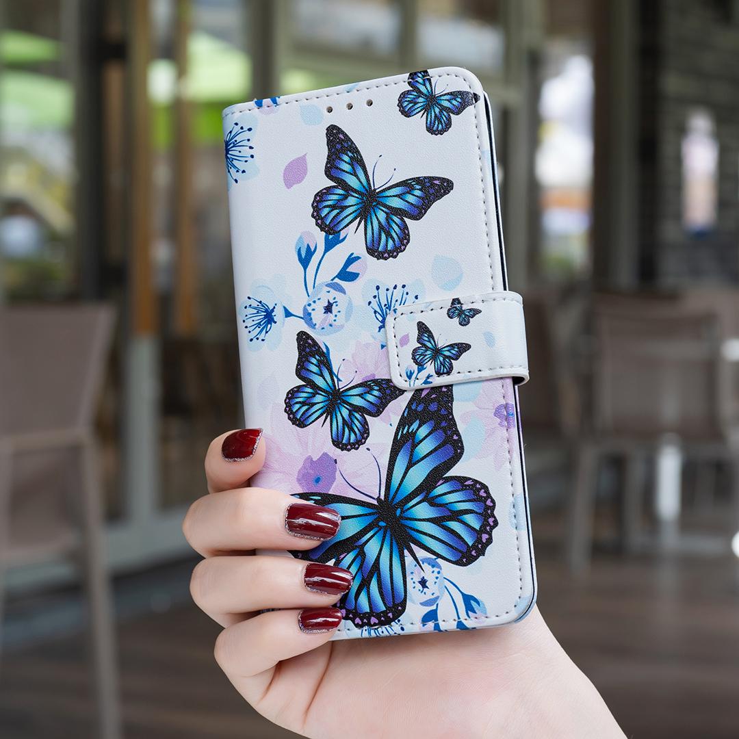 For Xiaomi 17T Pro 5G BF42 Color Painting Leather Phone Case - Blue Butterfly - EDA009718801H