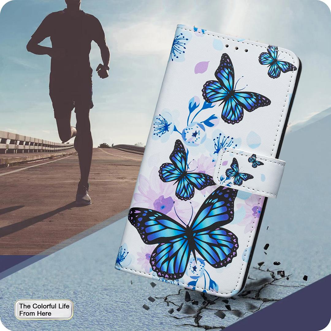 For Xiaomi 17T Pro 5G BF42 Color Painting Leather Phone Case - Blue Butterfly - EDA009718801H