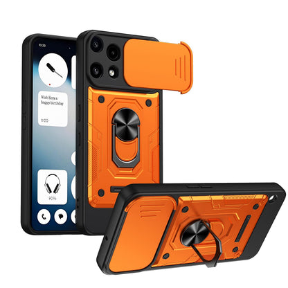 For Nothing Phone 3a Lite Nanshan Armor Sliding Camshield Ring Holder Phone Case - Orange - EDA009719001A