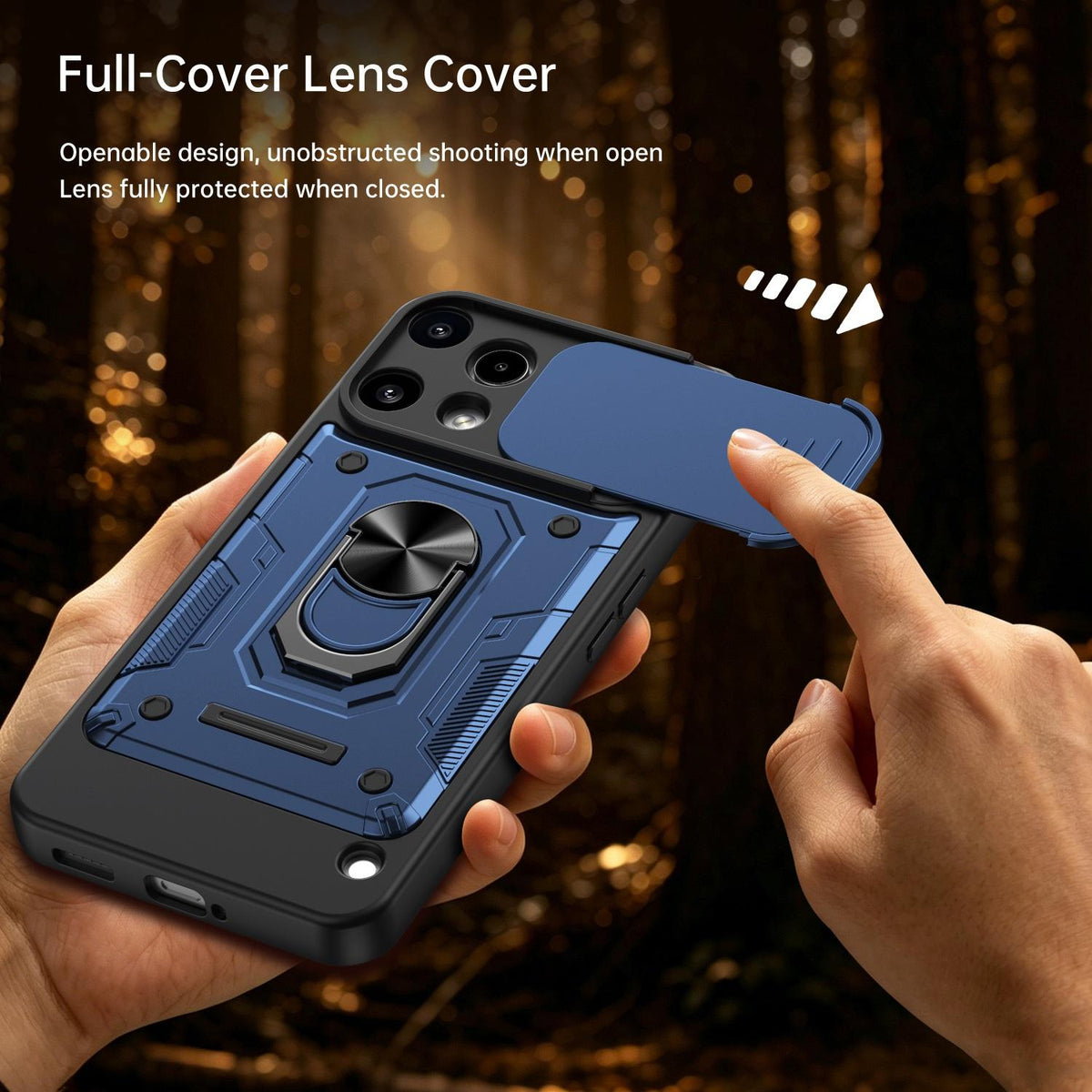 For Nothing Phone 3a Lite Nanshan Armor Sliding Camshield Ring Holder Phone Case - Orange - EDA009719001A