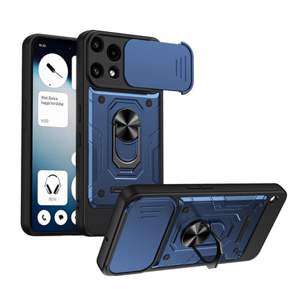 For Nothing Phone 3a Lite Nanshan Armor Sliding Camshield Ring Holder Phone Case - Blue - EDA009719001B