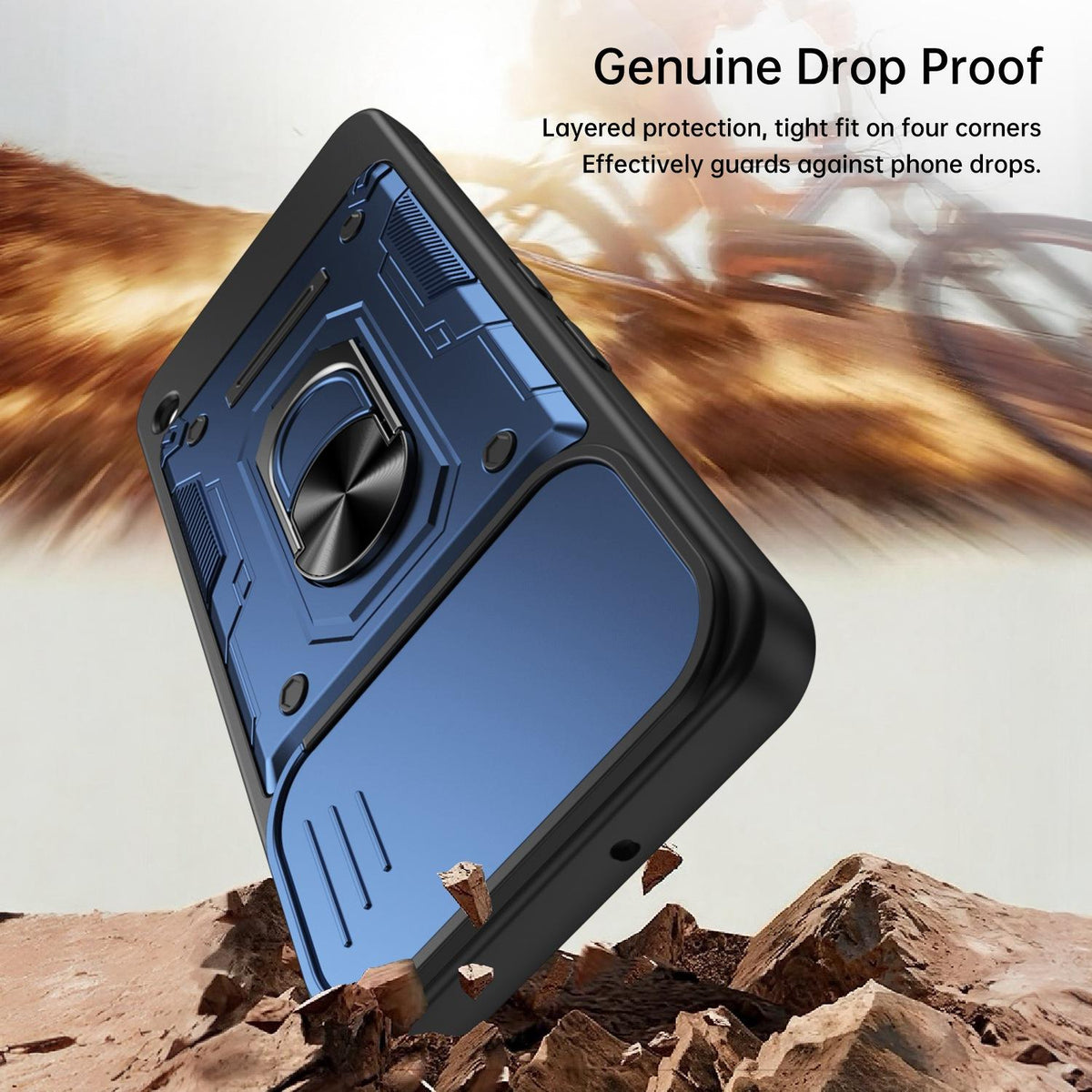 For Nothing Phone 3a Lite Nanshan Armor Sliding Camshield Ring Holder Phone Case - Red - EDA009719001D