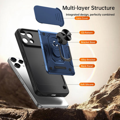 For Nothing Phone 3a Lite Nanshan Armor Sliding Camshield Ring Holder Phone Case - Purple - EDA009719001E