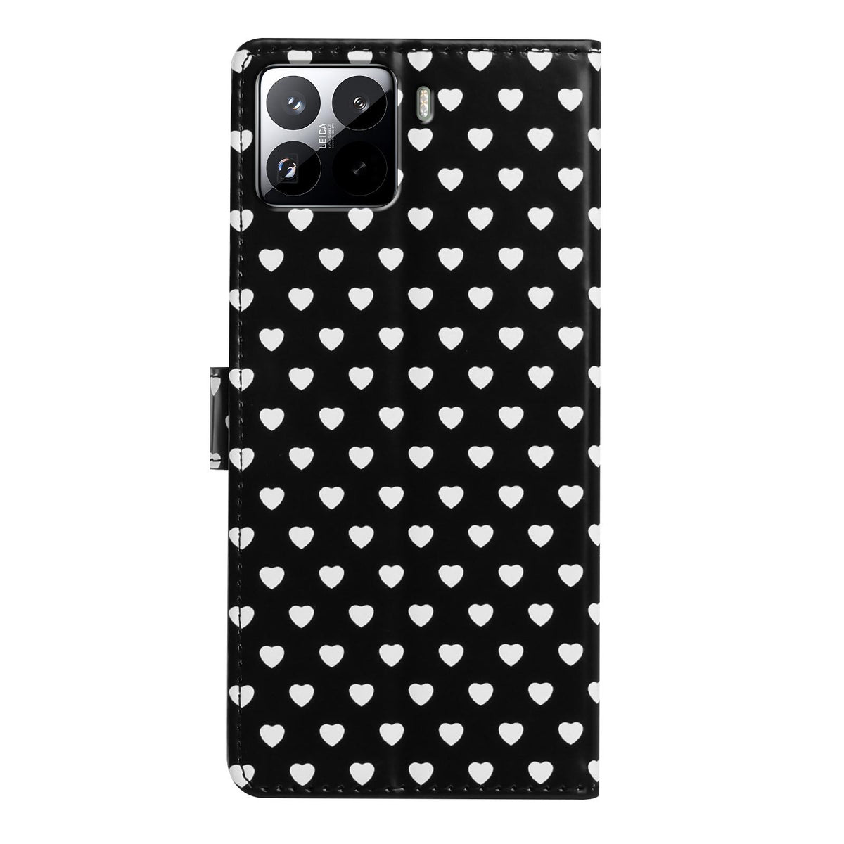 For Xiaomi 15S Pro Hearts Pattern Buckle Vegan Leather Phone Case with Strap - Black Hearts - EDA009719506A