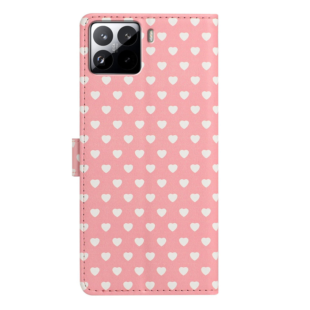 For Xiaomi 15S Pro Hearts Pattern Buckle Vegan Leather Phone Case with Strap - Pink Hearts - EDA009719506B