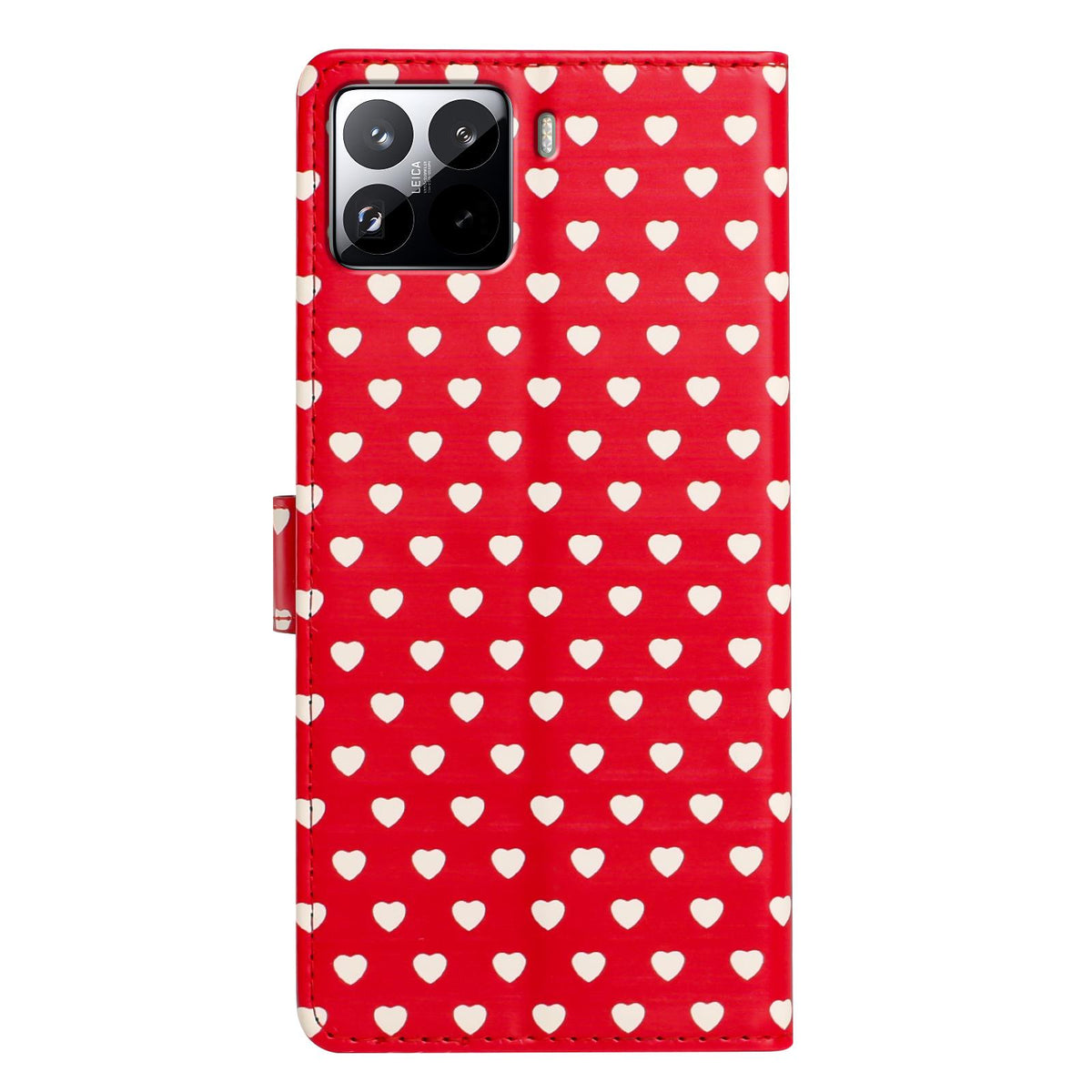For Xiaomi 15S Pro Hearts Pattern Buckle Vegan Leather Phone Case with Strap - Red Hearts - EDA009719506C