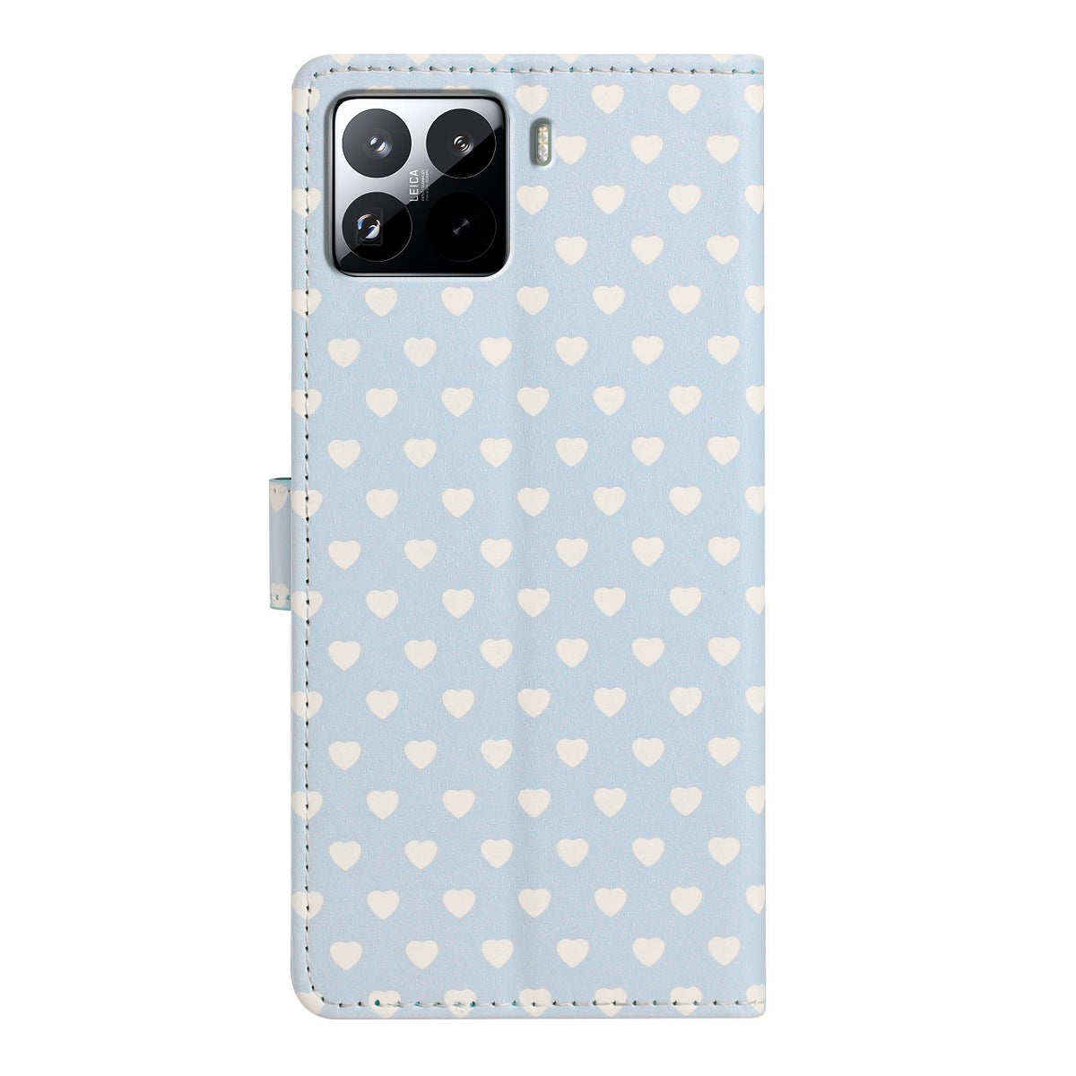 For Xiaomi 15S Pro Hearts Pattern Buckle Vegan Leather Phone Case with Strap - Blue Hearts - EDA009719506E