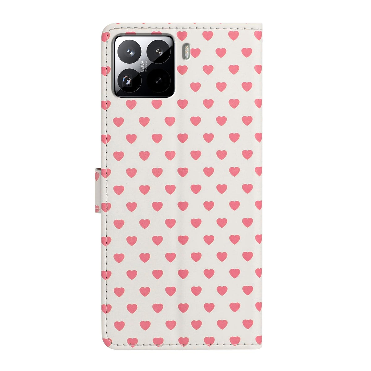For Xiaomi 15S Pro Hearts Pattern Buckle Vegan Leather Phone Case with Strap - Beige Hearts - EDA009719506F