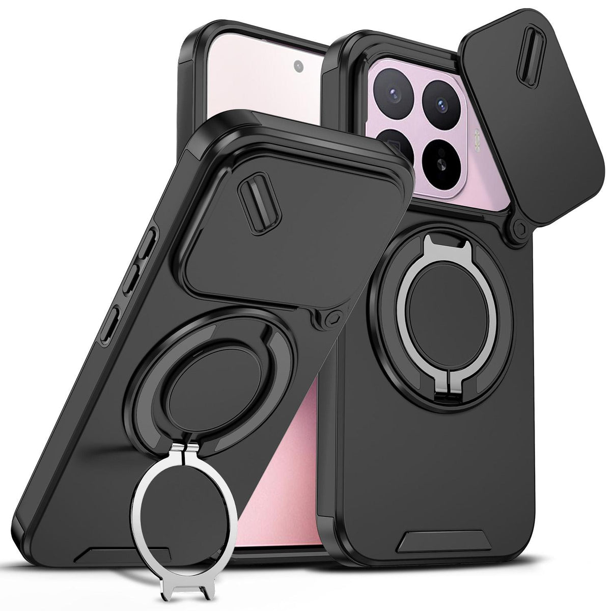 For Xiaomi 17T 5G Sliding Camshield Ring Holder Phone Case - Black - EDA009720201A