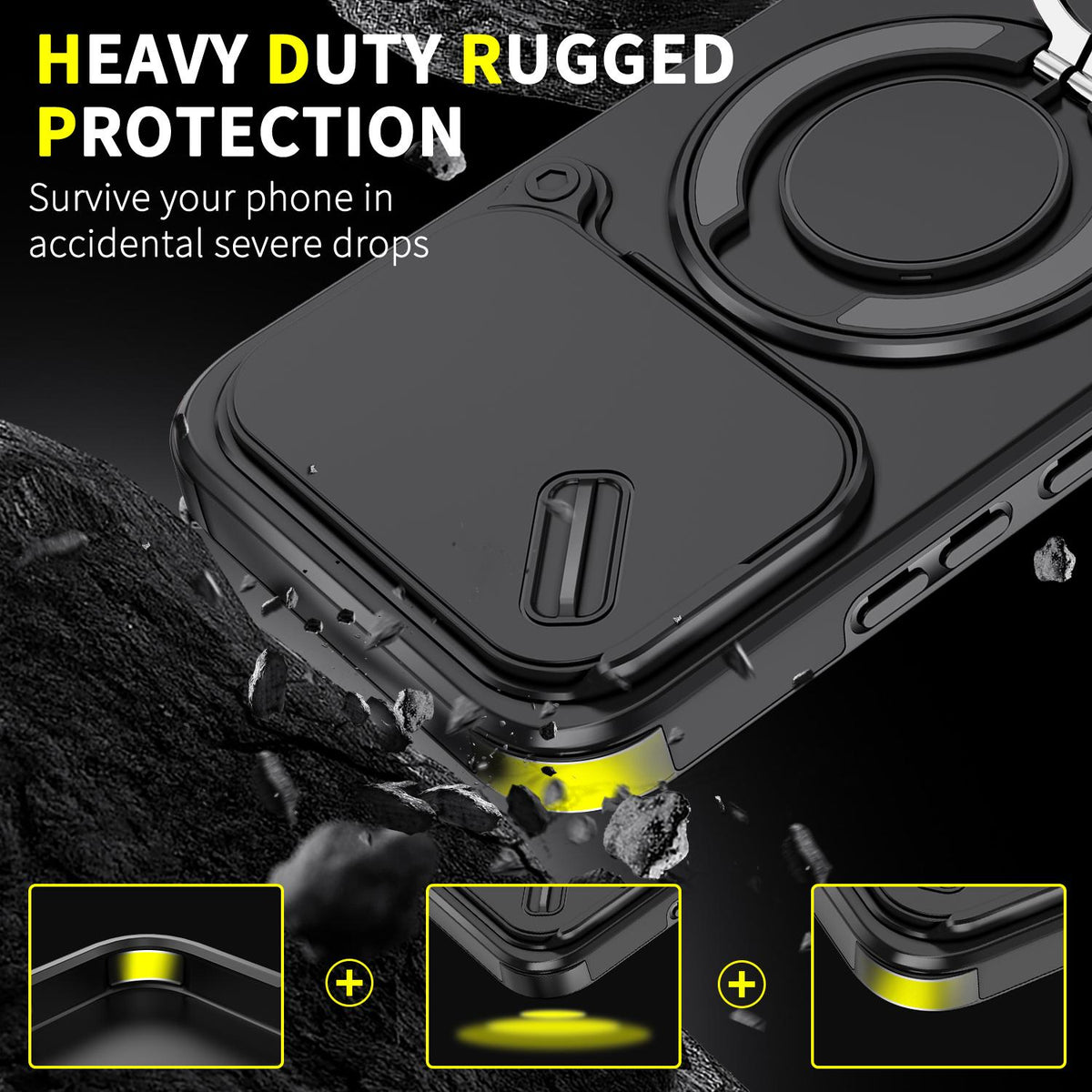 For Xiaomi 17T 5G Sliding Camshield Ring Holder Phone Case - Black - EDA009720201A