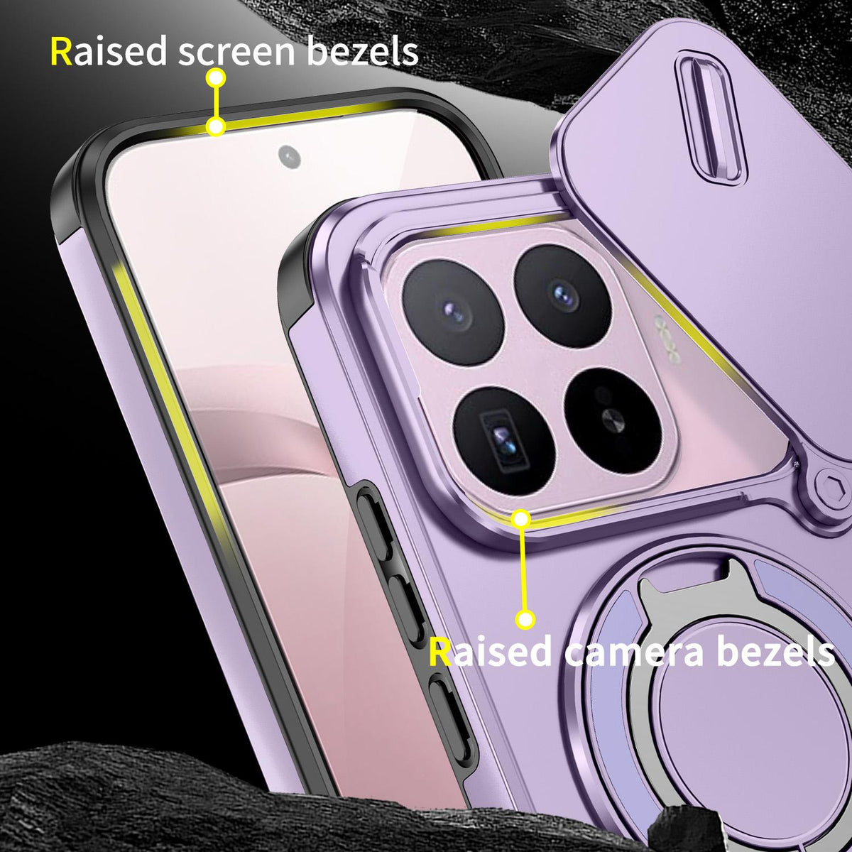 For Xiaomi 17T 5G Sliding Camshield Ring Holder Phone Case - Purple - EDA009720201B