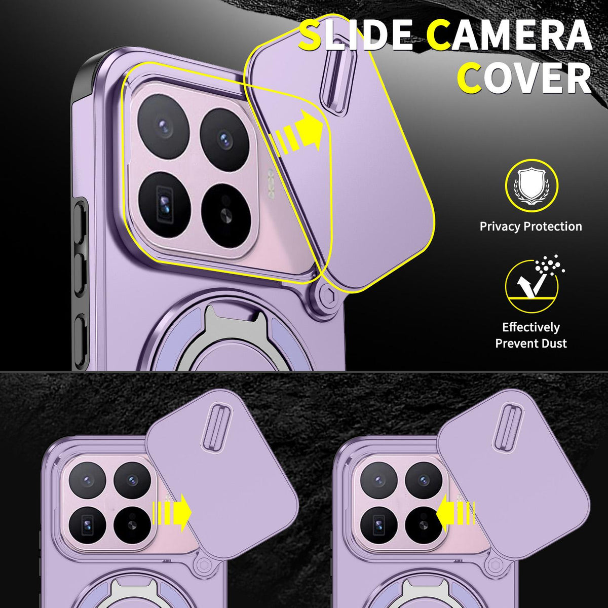 For Xiaomi 17T 5G Sliding Camshield Ring Holder Phone Case - Purple - EDA009720201B