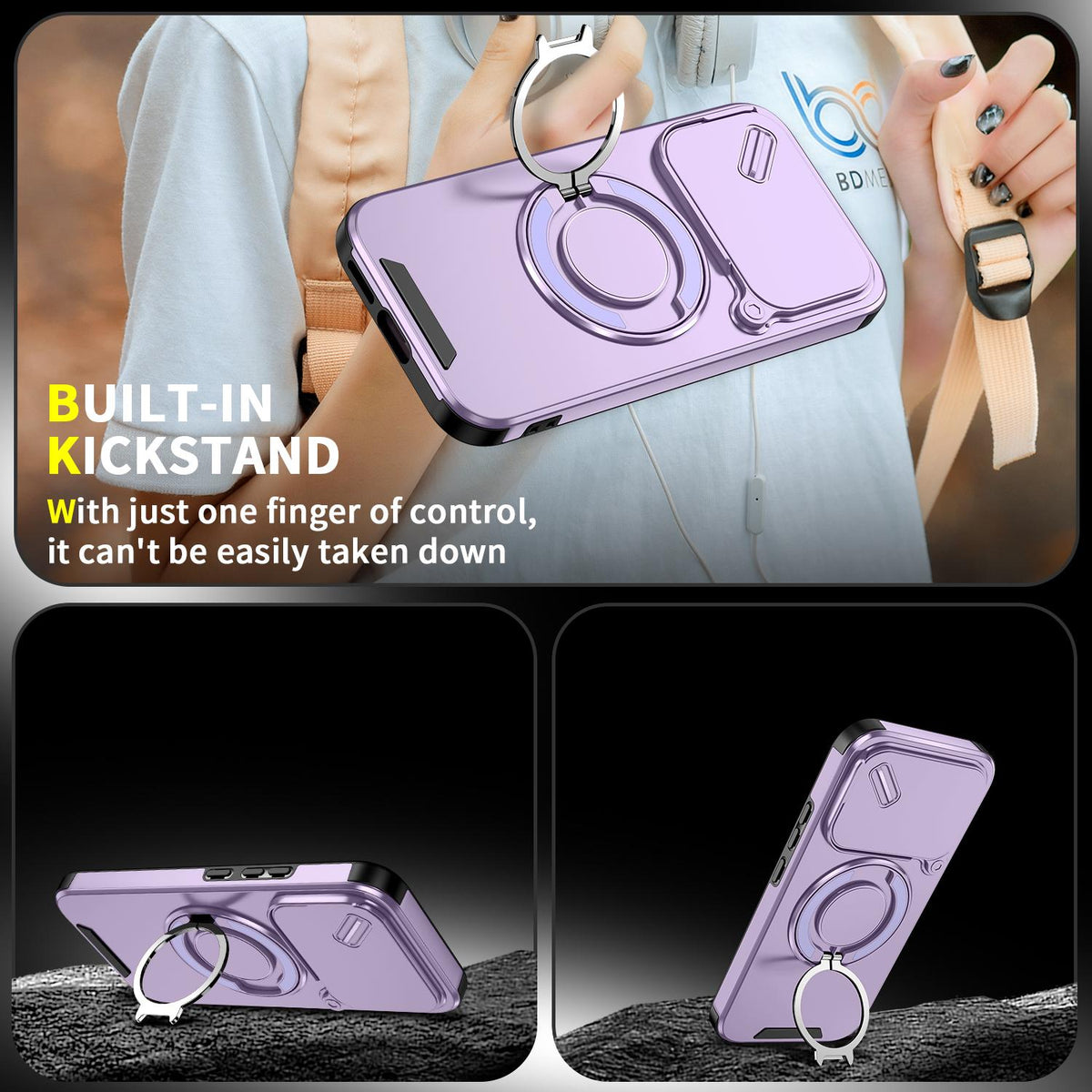 For Xiaomi 17T 5G Sliding Camshield Ring Holder Phone Case - Purple - EDA009720201B