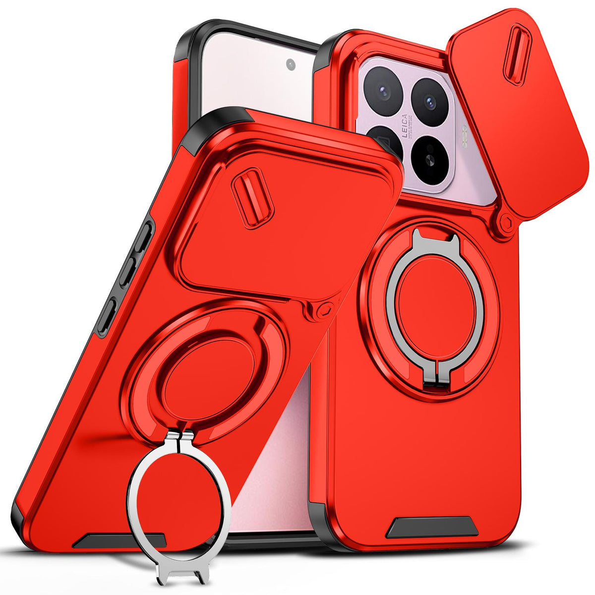 For Xiaomi 17T 5G Sliding Camshield Ring Holder Phone Case - Red - EDA009720201C