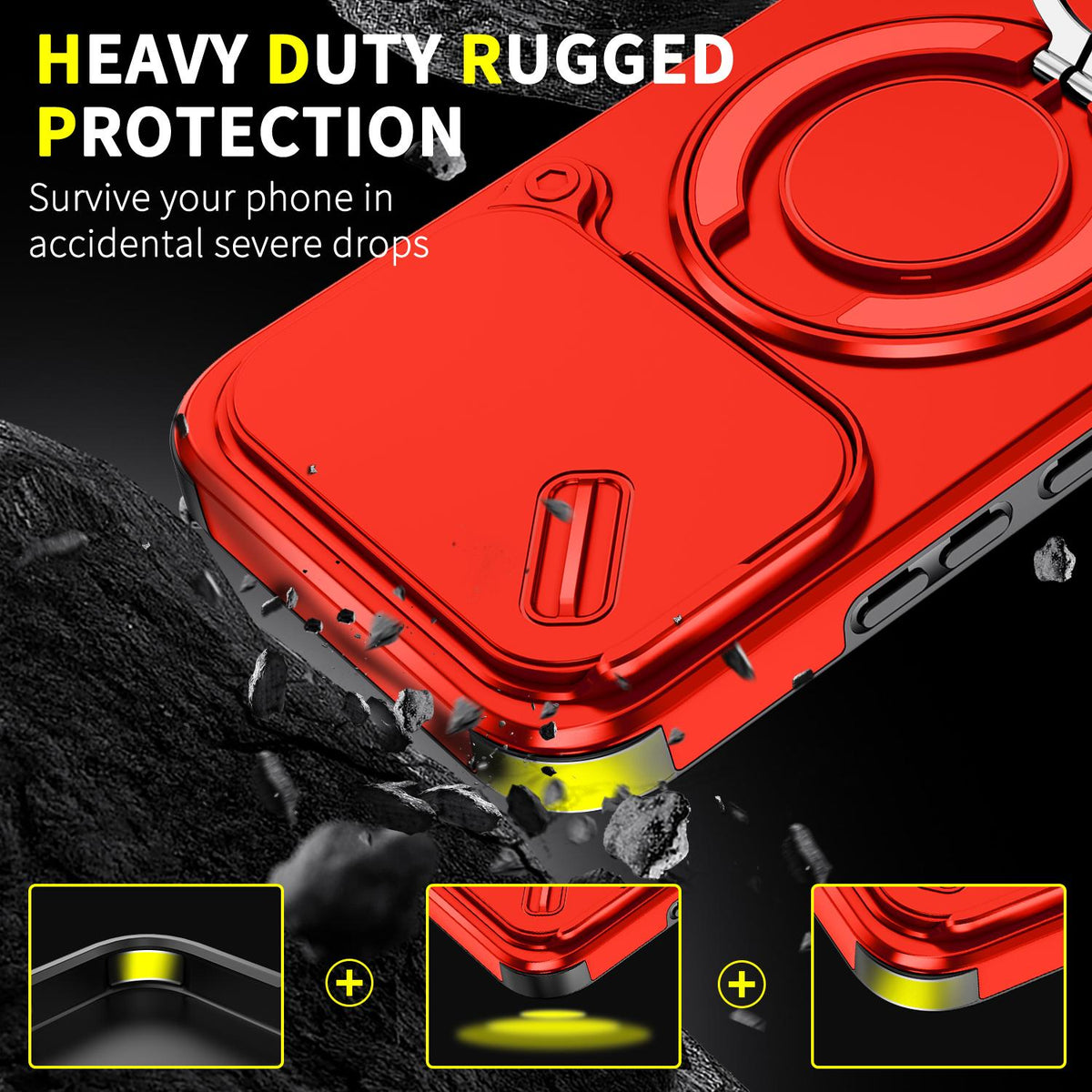 For Xiaomi 17T 5G Sliding Camshield Ring Holder Phone Case - Red - EDA009720201C