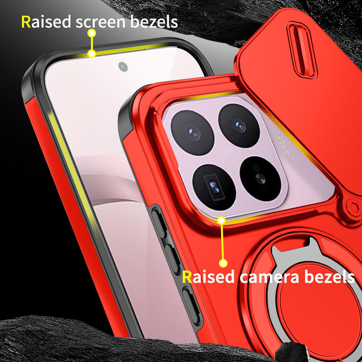 For Xiaomi 17T 5G Sliding Camshield Ring Holder Phone Case - Red - EDA009720201C