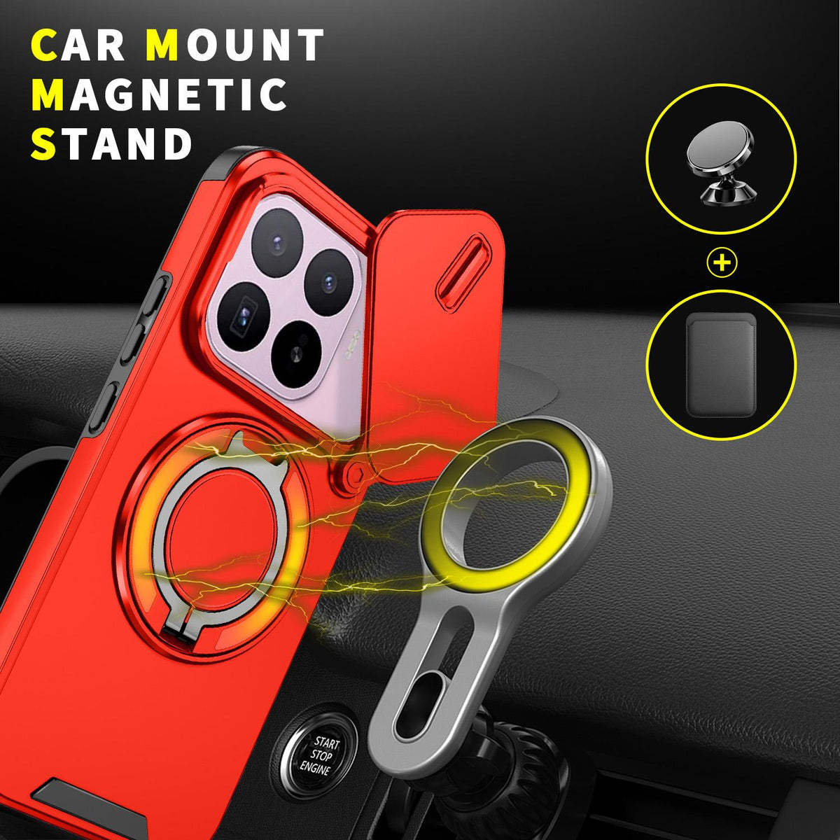 For Xiaomi 17T 5G Sliding Camshield Ring Holder Phone Case - Red - EDA009720201C